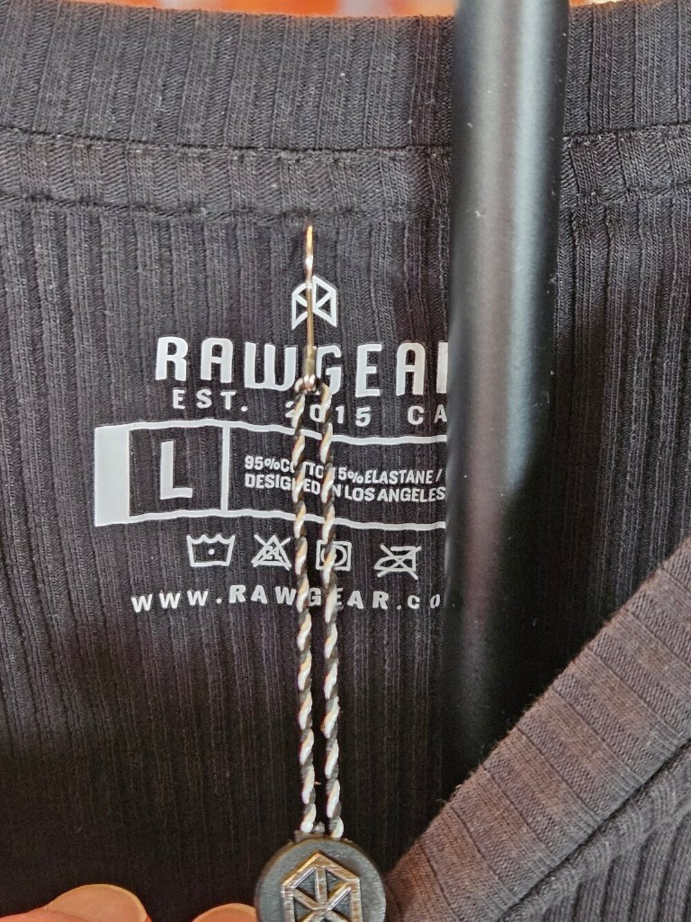 RawGear Men's Ribbed T-Shirt, Black, Sz L - Picture 2 of 12
